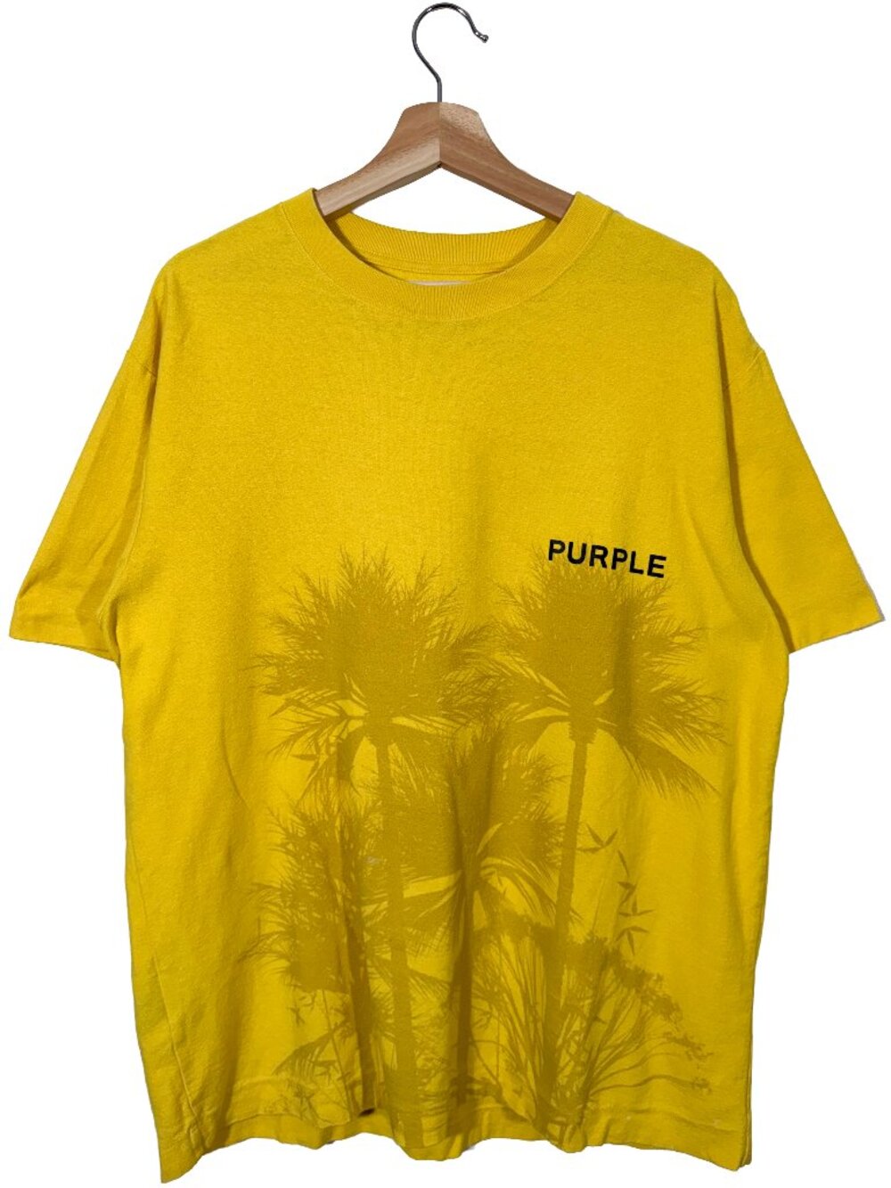 Purple Brand FW23 Palm Tree Short Sleeve Graphic T-shirt Yellow men's size M